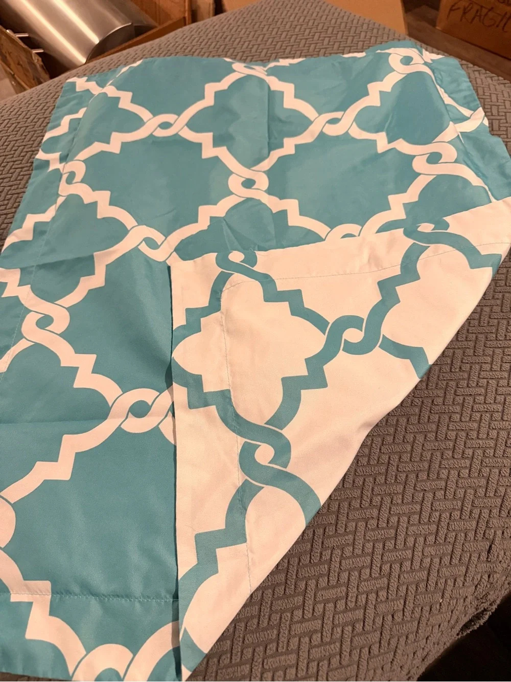 Teal Geometric Reversible Duvet Cover Set - Queen